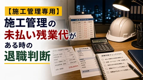 施工管理の未払い残業代がある時の退職判断のアイキャッチ画像